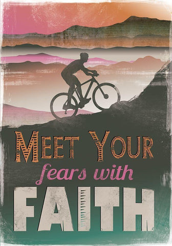 Meet Fears with Faith Black Ornate Wood Framed Art Print with Double Matting by JMB Designs
