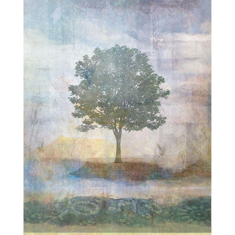 Tree Collage II Black Modern Wood Framed Art Print with Double Matting by JMB Designs