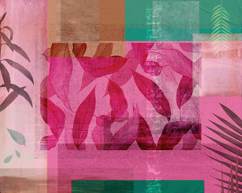 Botanical Collage III White Modern Wood Framed Art Print with Double Matting by JMB Designs