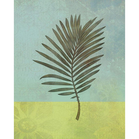 Palm Leaf Black Modern Wood Framed Art Print with Double Matting by JMB Designs