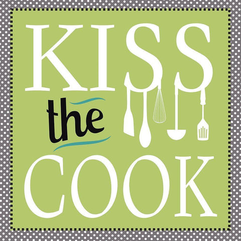 Kiss the Cook Black Ornate Wood Framed Art Print with Double Matting by JMB Designs