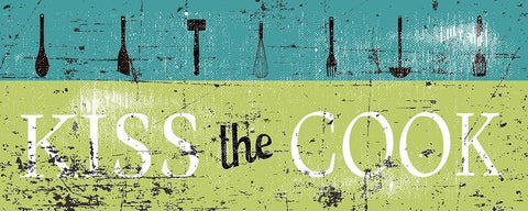 Kiss the Cook White Modern Wood Framed Art Print with Double Matting by JMB Designs