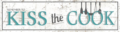 Kiss the Cook Black Ornate Wood Framed Art Print with Double Matting by JMB Designs