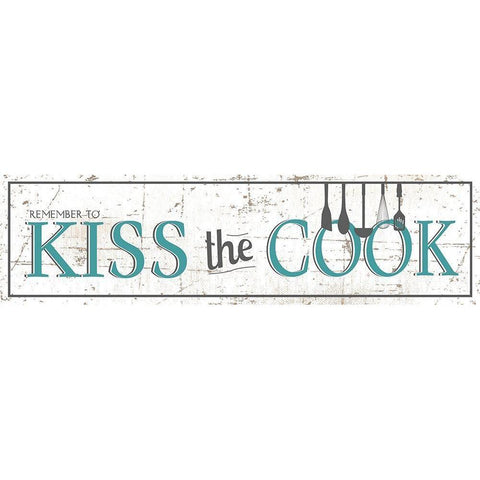 Kiss the Cook Black Modern Wood Framed Art Print by JMB Designs