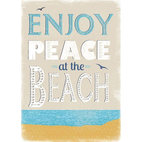 Peace at the Beach Black Modern Wood Framed Art Print with Double Matting by JMB Designs