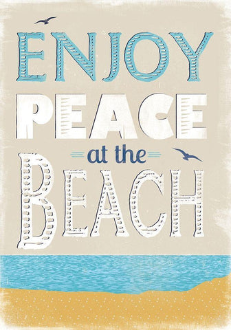 Peace at the Beach White Modern Wood Framed Art Print with Double Matting by JMB Designs