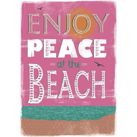 Peace at the Beach Black Modern Wood Framed Art Print with Double Matting by JMB Designs