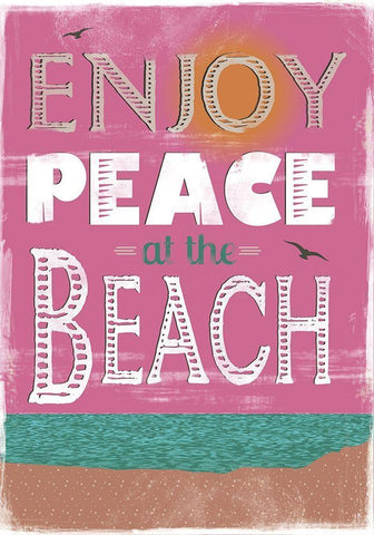 Peace at the Beach White Modern Wood Framed Art Print with Double Matting by JMB Designs