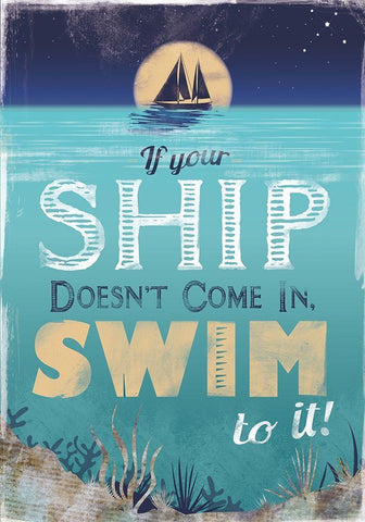 Swim to Your Ship White Modern Wood Framed Art Print with Double Matting by JMB Designs