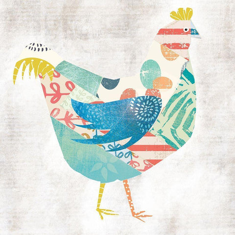 Rooster White Modern Wood Framed Art Print by JMB Designs