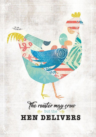 Hen Delivers White Modern Wood Framed Art Print with Double Matting by JMB Designs