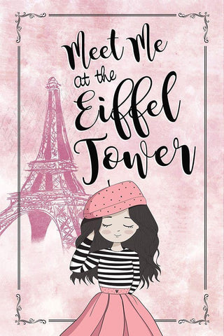 Meet Me at the Eiffel Tower White Modern Wood Framed Art Print with Double Matting by JMB Designs