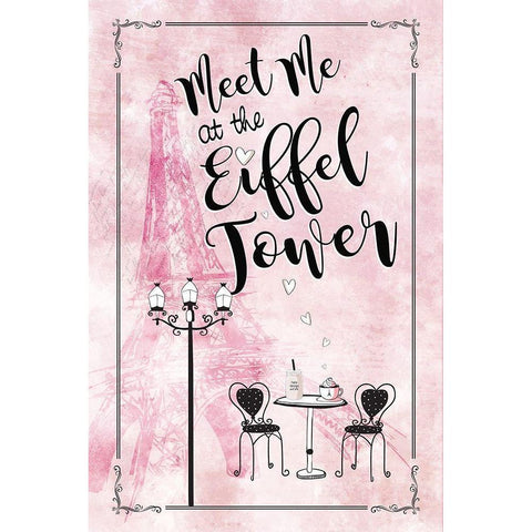 Meet Me at the Eiffel Tower White Modern Wood Framed Art Print by JMB Designs