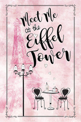 Meet Me at the Eiffel Tower White Modern Wood Framed Art Print with Double Matting by JMB Designs