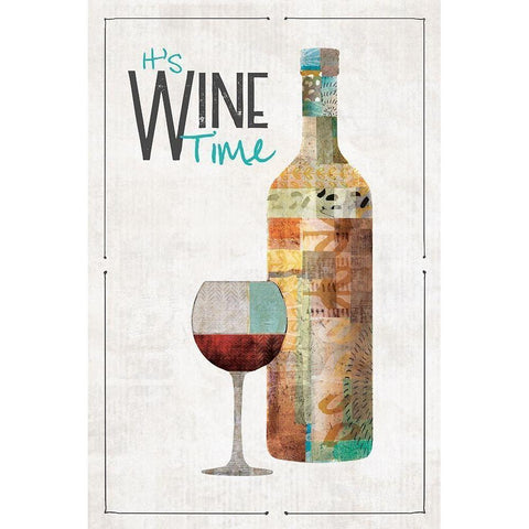 Its Wine Time White Modern Wood Framed Art Print by JMB Designs