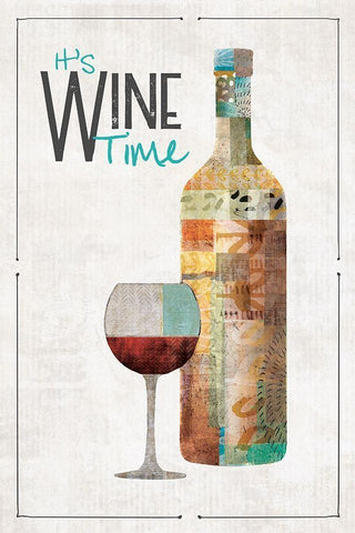 Its Wine Time Black Ornate Wood Framed Art Print with Double Matting by JMB Designs