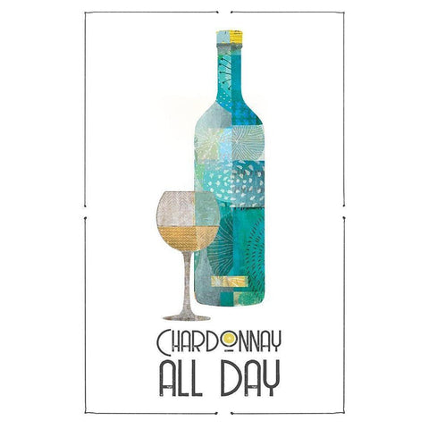 Chardonnay All Day White Modern Wood Framed Art Print by JMB Designs