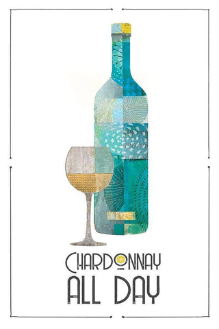 Chardonnay All Day White Modern Wood Framed Art Print with Double Matting by JMB Designs