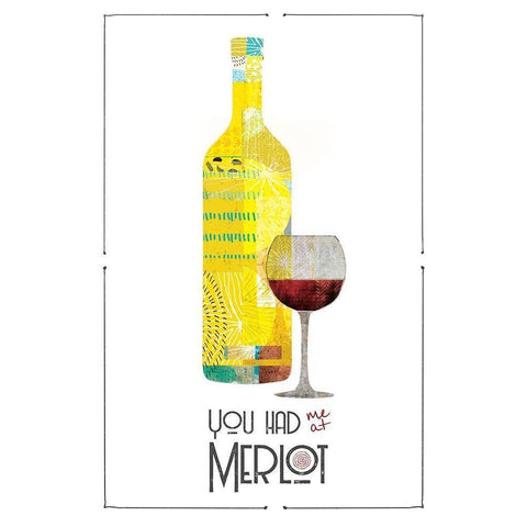 You Had Me at Merlot White Modern Wood Framed Art Print by JMB Designs