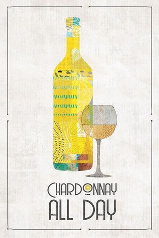 Chardonnay All day White Modern Wood Framed Art Print with Double Matting by JMB Designs