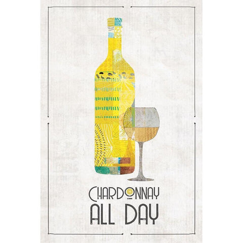 Chardonnay All day Gold Ornate Wood Framed Art Print with Double Matting by JMB Designs