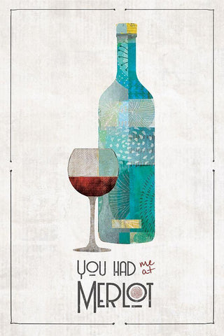 You Had Me at Merlot White Modern Wood Framed Art Print with Double Matting by JMB Designs