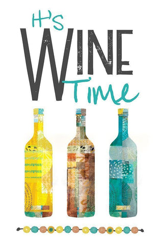 Its Wine Time White Modern Wood Framed Art Print with Double Matting by JMB Designs