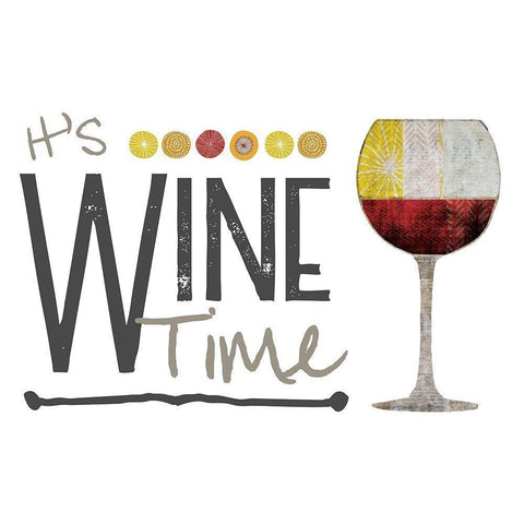 Its Wine Time - Red Gold Ornate Wood Framed Art Print with Double Matting by JMB Designs