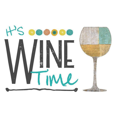 Its Wine Time - White Black Modern Wood Framed Art Print with Double Matting by JMB Designs