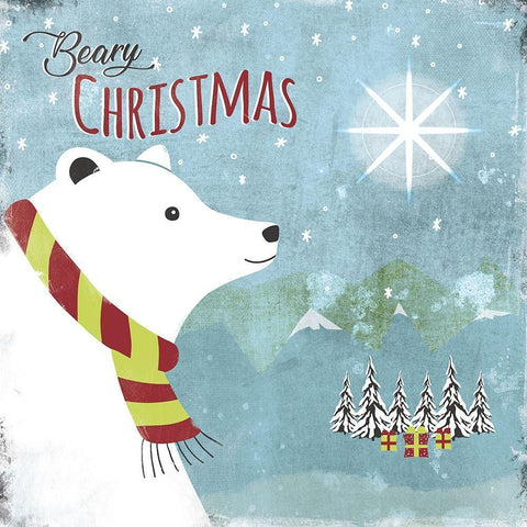 Beary Christmas White Modern Wood Framed Art Print by JMB Designs