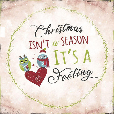 Christmas is a Feeling White Modern Wood Framed Art Print with Double Matting by JMB Designs