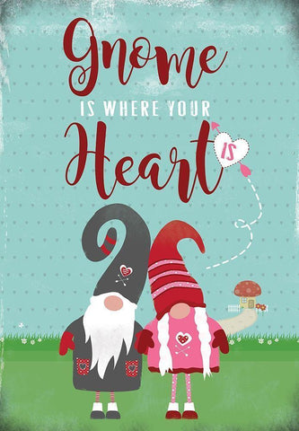 Gnome is Where Your Heart Is White Modern Wood Framed Art Print with Double Matting by JMB Designs