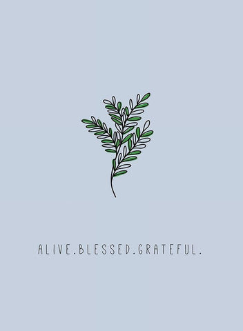 Alive. Blessed. Grateful White Modern Wood Framed Art Print with Double Matting by JMB Designs