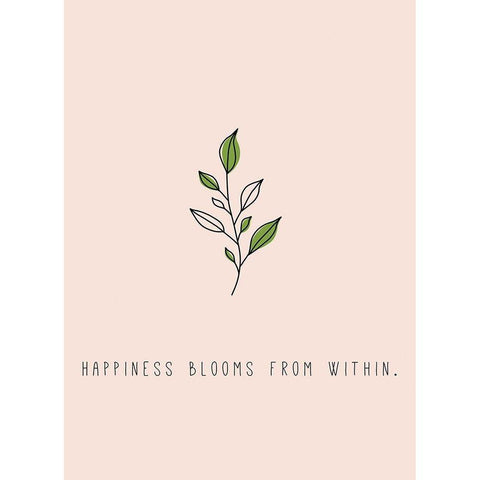 Happiness Blooms Black Modern Wood Framed Art Print with Double Matting by JMB Designs