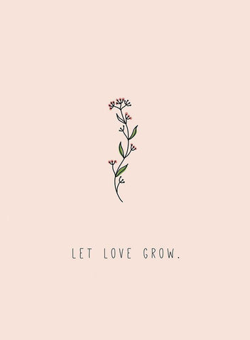 Let Love Grow White Modern Wood Framed Art Print with Double Matting by JMB Designs