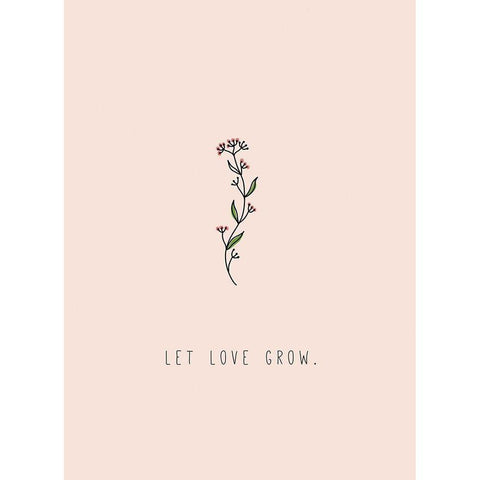 Let Love Grow Black Modern Wood Framed Art Print with Double Matting by JMB Designs