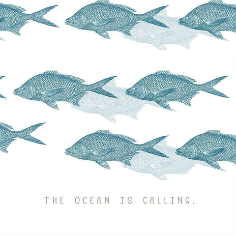 Ocean is Calling Black Modern Wood Framed Art Print by JMB Designs