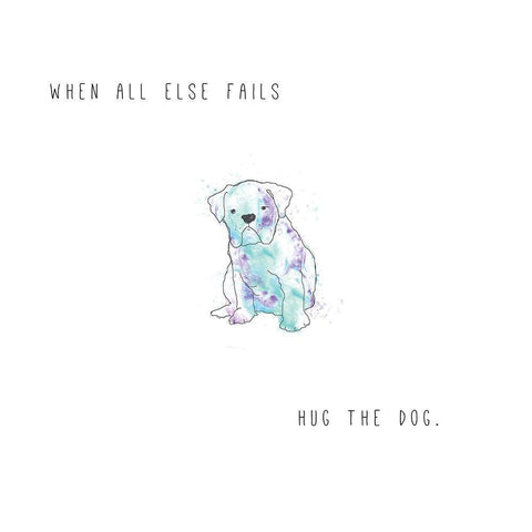 Hug the Dog White Modern Wood Framed Art Print with Double Matting by JMB Designs