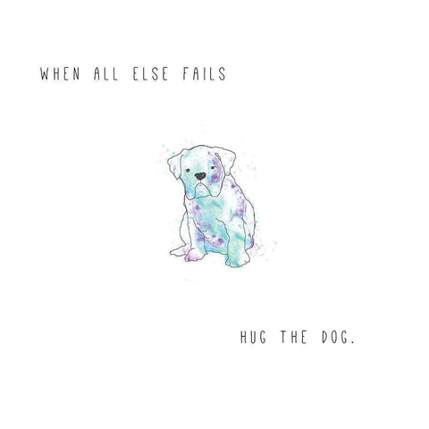 Hug the Dog White Modern Wood Framed Art Print by JMB Designs