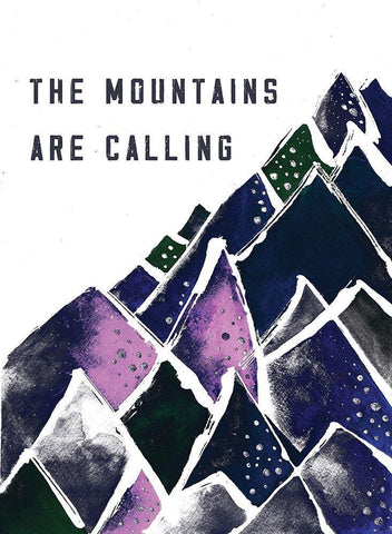 Mountains are Calling White Modern Wood Framed Art Print with Double Matting by JMB Designs