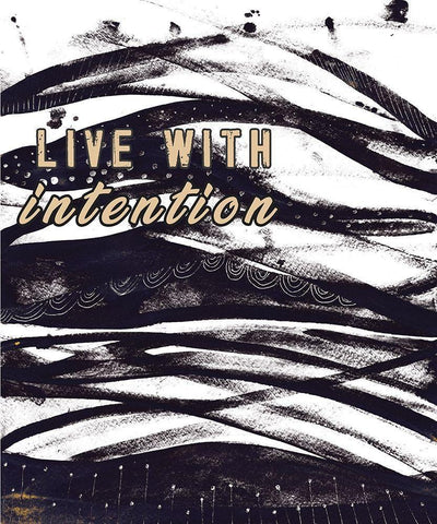 Live with Intention White Modern Wood Framed Art Print with Double Matting by JMB Designs