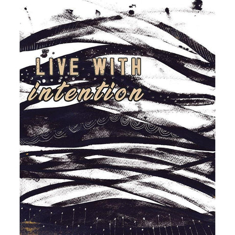 Live with Intention White Modern Wood Framed Art Print by JMB Designs