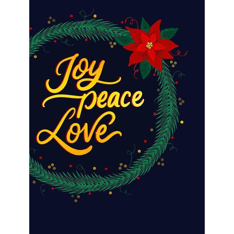 Joy Peace Black Modern Wood Framed Art Print with Double Matting by Batista, Dee