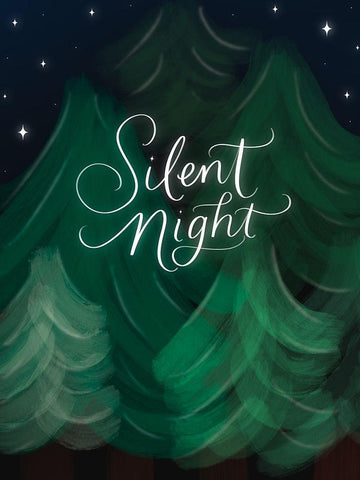 Silent Night White Modern Wood Framed Art Print with Double Matting by Batista, Dee