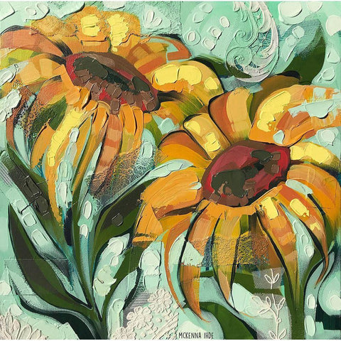 Sunflowers Black Modern Wood Framed Art Print with Double Matting by Ihde, McKenna