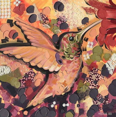 Hummingbird II White Modern Wood Framed Art Print with Double Matting by Ihde, McKenna