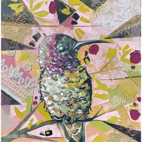 Perched Hummingbird Black Modern Wood Framed Art Print with Double Matting by Ihde, McKenna