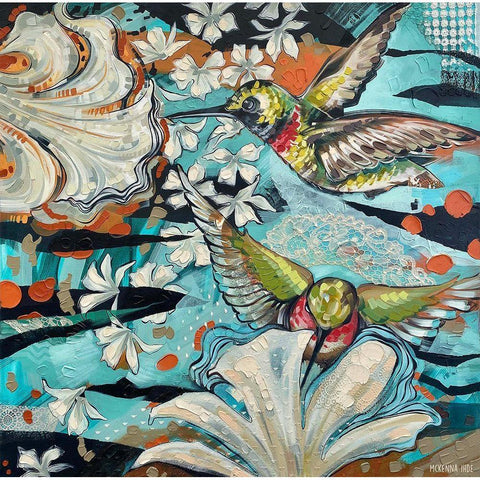 Nuance Birds Black Modern Wood Framed Art Print with Double Matting by Ihde, McKenna