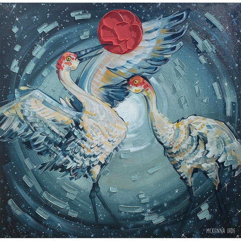 Sandhill Cranes Black Modern Wood Framed Art Print with Double Matting by Ihde, McKenna