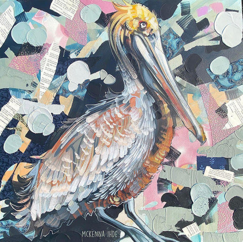 Pelican White Modern Wood Framed Art Print with Double Matting by Ihde, McKenna